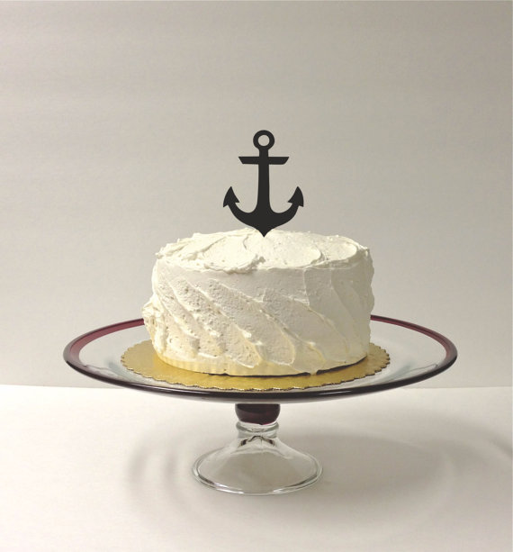 Свадьба - Anchor Wedding Cake Topper Nautical Wedding Cake Decoration Acrylic Wedding Beach Themed Cake Topper Nautical Cake Topper Anchor Cake Topper
