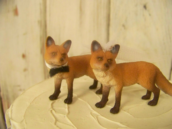 Wedding - Fox Cake Topper, Fox Wedding Cake Topper, Animal Cake Topper, Fox Family Cake Topper
