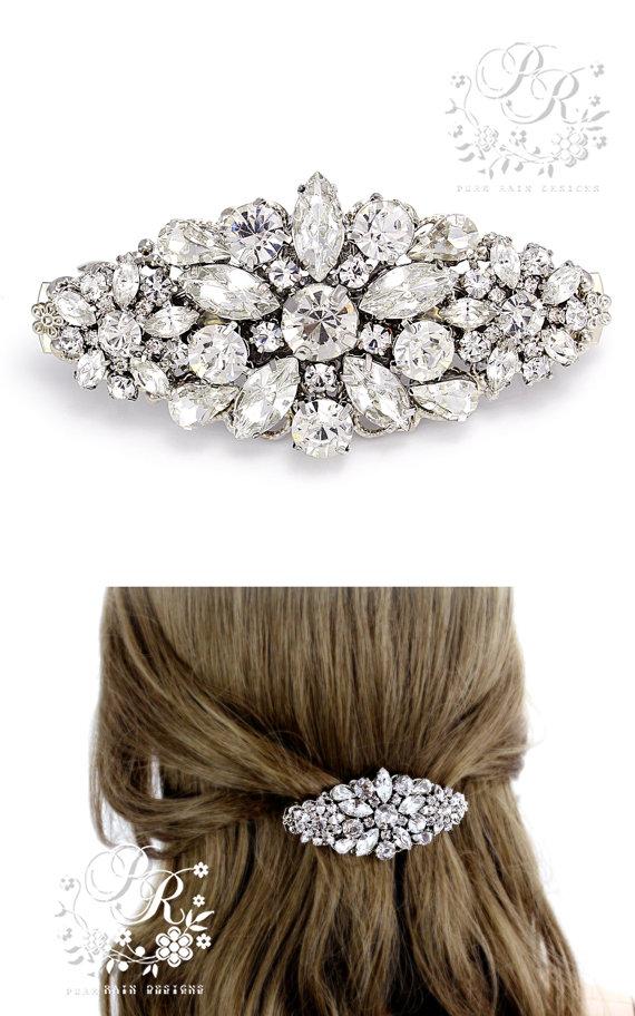 Hochzeit - Wedding Hair Clip Rhinestone Hair Clip Barrette Bridal Hair Comb Hair Accessory Wedding Jewelry Bridal Jewelry Wedding Barrette daisy