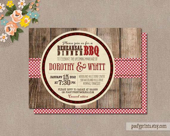 Wedding - BBQ Rehearsal Dinner Invitations - Rustic BBQ Mixed Type Printable Invitations - Dorothy Collection