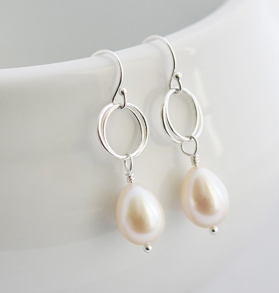 زفاف - Freshwater Pearl Drop Earrings, Bridesmaid Gift, Wedding jewelry, Drop Earrings, Dangle Earrings, Freshwater Pearl Drop Earrings