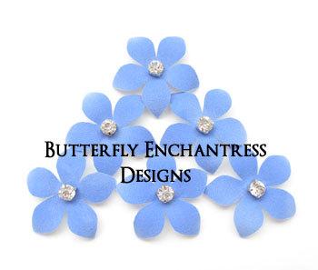 زفاف - Something Blue, Rustic Beach Wedding Hair Accessories, Bridal Hair Flowers - 6 Cornflower Blue Harper Jasmine Flower Hair Pins - Rhinestone