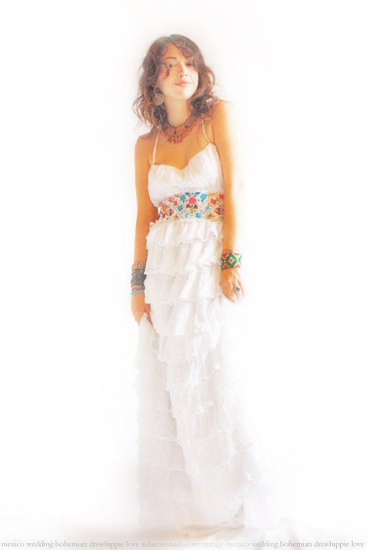 Свадьба - La Mar Serena bohemian Eco wedding fiesta ruffled romantic Mexican Maxi dress organic cotton