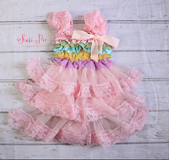 Wedding - Girl Easter Outfit..Pink Lace Flower Girl Dress..Baby's Birthday Outfit..Photography Prop..Flower Girl Outfit..Smash the Cake.