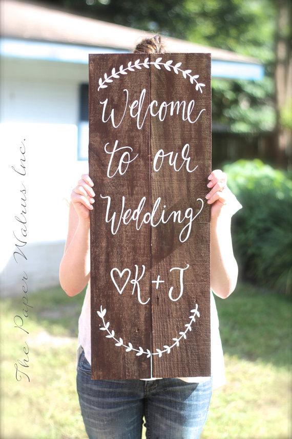 Hochzeit - Rustic Wooden Wedding Sign - Welcome Sign - Wedding Keepsake - (WD-20)
