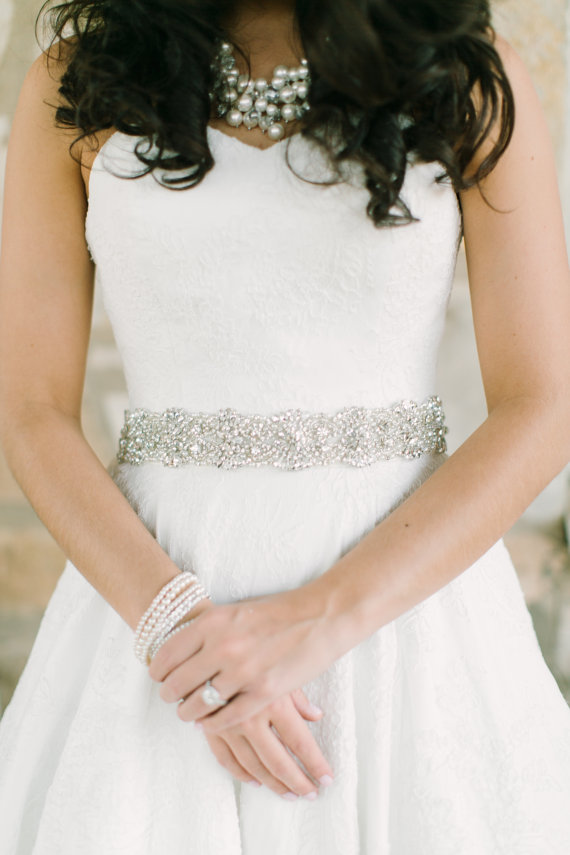 زفاف - Wedding Dress Sash - Rhinestone - Pearl - Swarovski - GEORGIA Sash - BEST SELLER