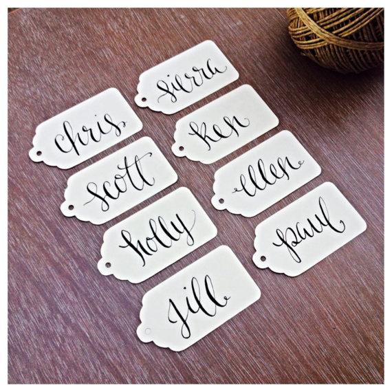 Свадьба - Hand-Written Calligraphy Customized First Name Modern Design Wedding Favor Gift Tags Pick Your Colors