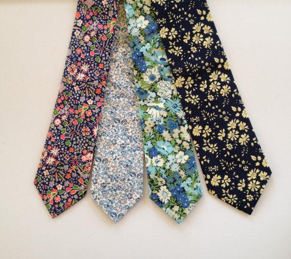 Wedding - Blue Liberty Necktie, Liberty of London tie, Liberty Print Tie, blue floral tie, groomsmen necktie, blue liberty tie, men's tie, groomsmen