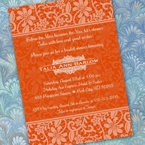 Mariage - orange invitation, tangerine tango party invitation, IN217.3