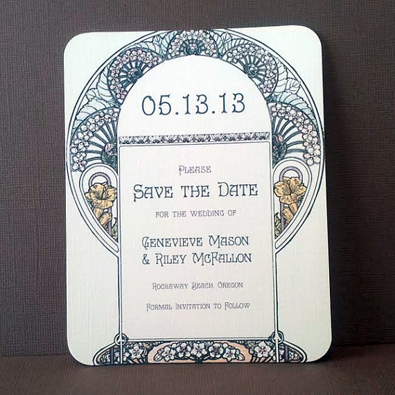 Hochzeit - Gatsby Garden Save The Date Cards - Art Nouveau 1920s Wedding Invitation - SAMPLE ONLY