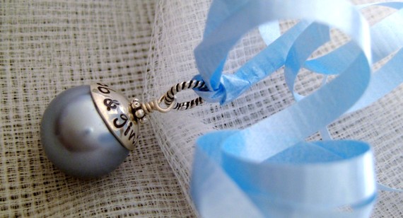 Свадьба - Something Blue or White - Wedding Charm - Personalized and Hand Stamped