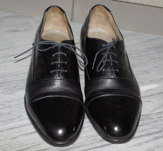 زفاف - sale // FLOYDS of EUROPE Sleek formal Tuxedo lace ups Black leather size 8 1/2  mens shoes