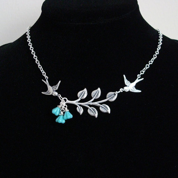 Mariage - Silver Sparrow Leaf Statement Necklace, Choker, Pendant Necklace, Wedding Jewelry, Bridesmaid, Bridal Jewelry, Personalized, valentine gift