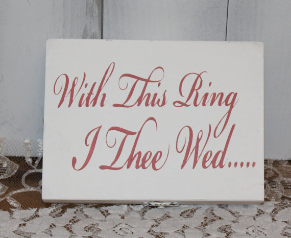 Wedding - Ring Box/Ring Bearer/Bride/Groom/With This Ring/I Thee Wed/Coral/U Choose Colors