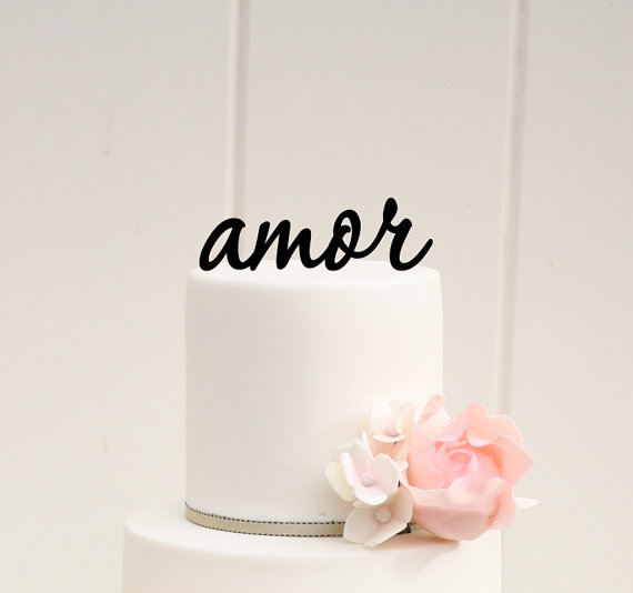 Hochzeit - AMOR Wedding Cake Topper Custom Design
