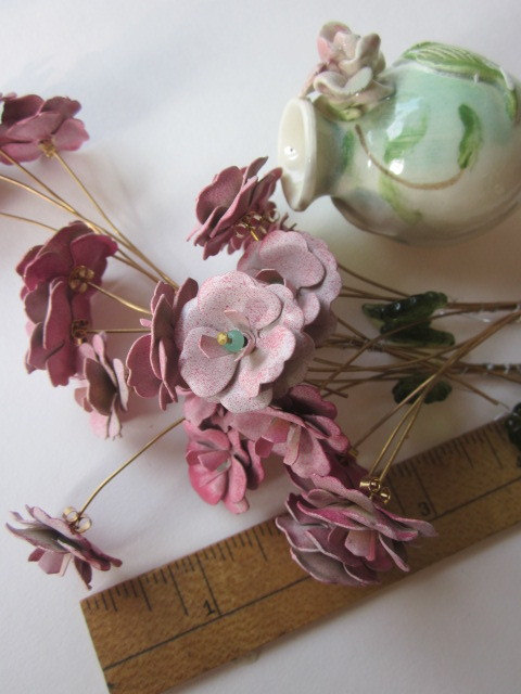زفاف - Pink Sweetheart  Metal Rose Bouquet With Stems