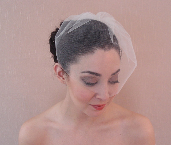 Hochzeit - Bridal tulle birdcage veil in ivory, white, blush, champagne, or black - Ready to ship in 3-5 days