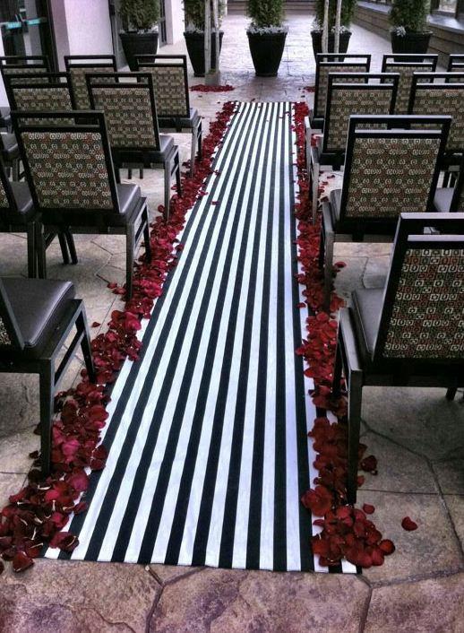Hochzeit - Wedding Black and White Stripe Aisle Runner