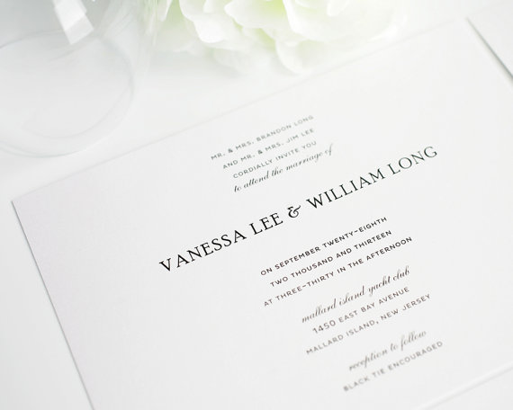 Wedding - Elegant Wedding Invitation - Black, White, Silver - Simple Elegance Sample Set
