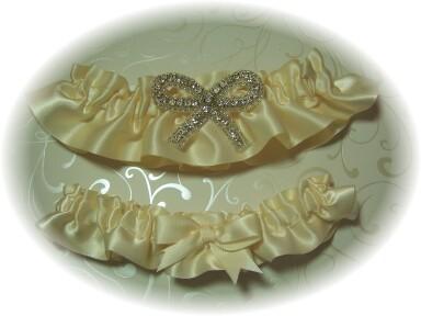 Wedding - Ivory Satin Wedding Garter Set - bridal lingerie RB 119