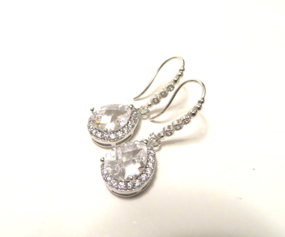 زفاف - Silver Bridal Jewelry Crystal Earrings Rhinestone Earrings Silver Bridesmaid Earrings Silver Earrings Crystal Bridal Silver Wedding Gift
