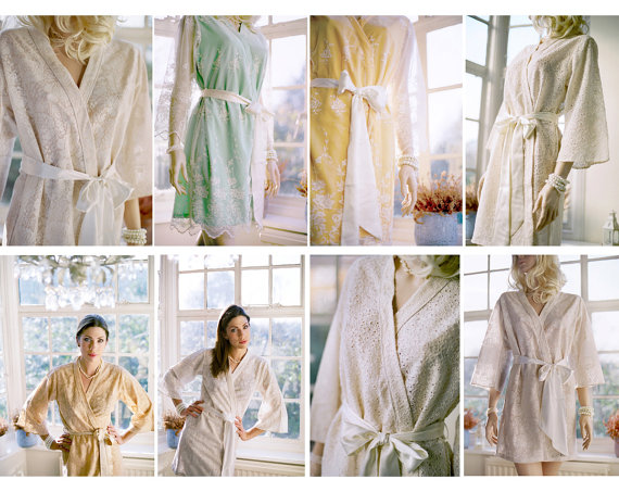 Hochzeit - 3 Lace robes. READY TO SHIP. Great as bridal robes, bridal party robes and wedding day robes. Limited edition