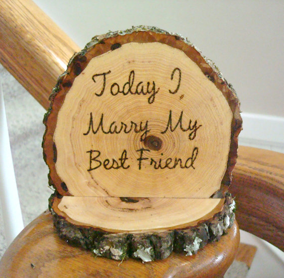 Hochzeit - Rustic Wedding Cake Topper Today I Marry my Best Friend Wood Burned