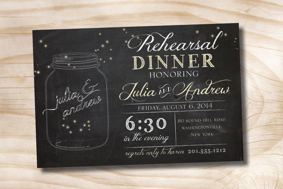 Wedding - 50 PRINTED WITH ENVELOPES Mason Jars Fireflies Rehearsal Dinner, Couples Shower, Engagement Party Invitation
