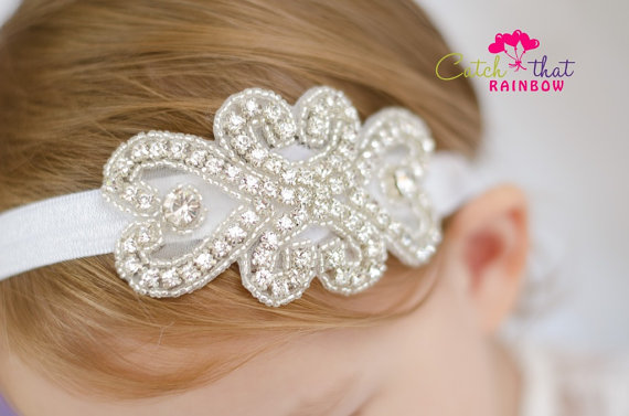 زفاف - Flower girl headband, Rhinestone headband, rhinestone baby headband, rhinestone hairband, bridal headband,crystal headband, wedding headband