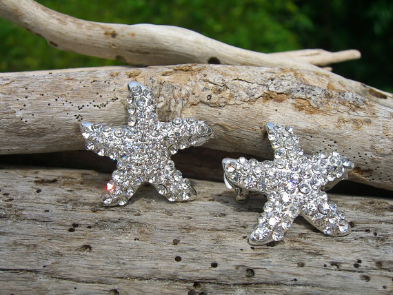 Hochzeit - Starfish Crystal Set of 2-Hair Accessories-MERMAID SPARKLE-Beach Weddings, Destination Weddings, Mermaid Costume, Back to School,Ocean