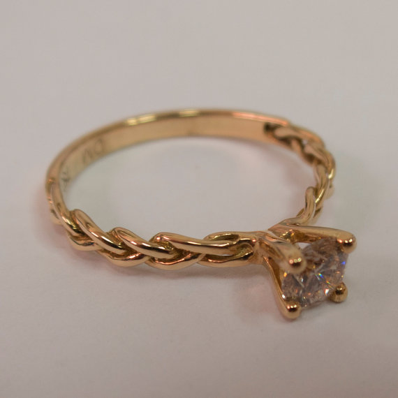 Wedding - Braided Engagement Ring - 14K Rose Gold and Diamond engagement ring, 0.5ct diamond ring, engagement ring, celtic ring, antique, art nouveau