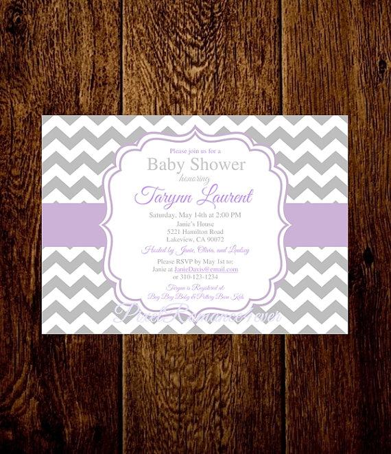 Свадьба - Baby Shower Invitation Lavender Bridal Shower Chevron Wedding Instant Download Printable Editable DIY Gray Grey