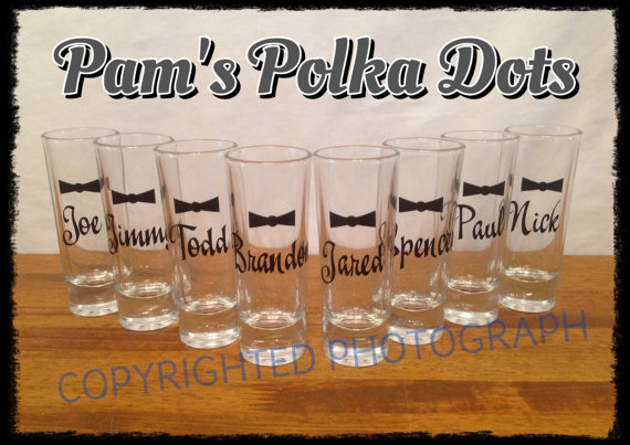 Mariage - 8 Personalized GROOMSMEN SHOT GLASSES Groom Ushers Best Man Bachelor Party