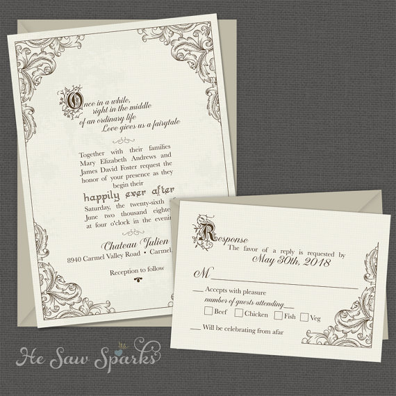 Свадьба - FairyTale Printable Wedding Invitation - Happy Endings