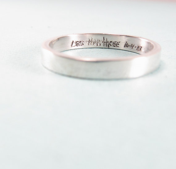 Wedding - Personalized Jewelry - ACTUAL Handwriting Ring - Engraved Silver Wedding Band - Memorial Jewelry