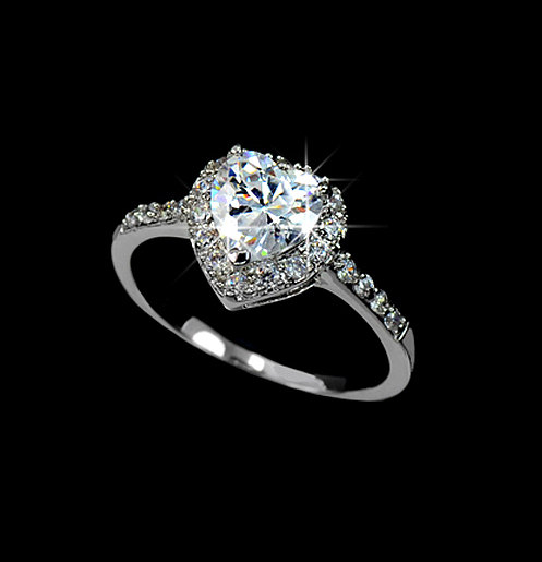 Wedding - Heart Cut Cubic Zirconia Engagement ring Micro Pave Wedding ring Promise Ring Heart Shaped Ring Pear Ring Diamond Heart, AR0008B