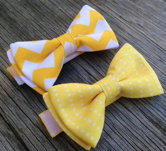 زفاف - Boy's Yellow Bow Tie - Yellow Groomsmen Ties -- Yellow Wedding - Golden Yellow Ties - Yellow Polka dot Ties - Ringbearer Tie - Easter Bowtie