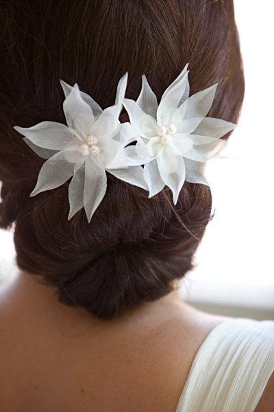 Свадьба - Fall Wedding Hair Accessories, Beach Wedding Hairpins, Ivory Wedding Hair Flowers,  Champion Bridal Hair Pins, Freshwater Pearl, Blush Pink