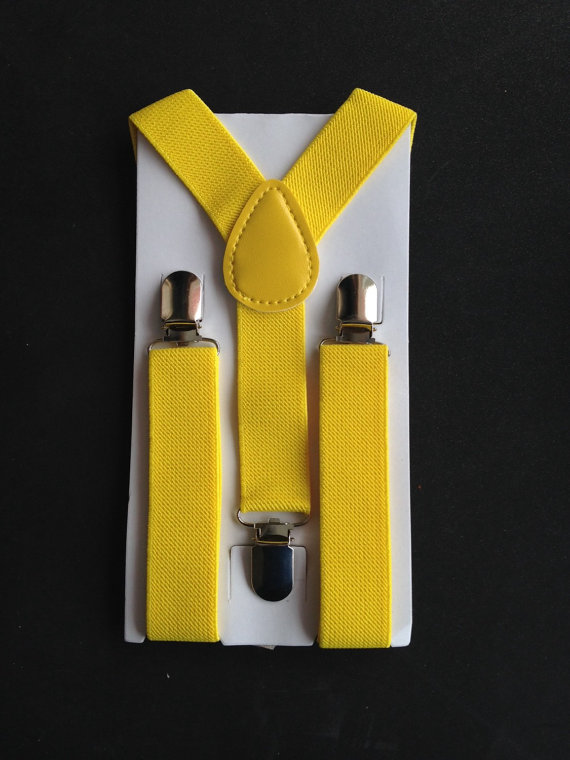 Wedding - Yellow Suspender & Bowtie Set Canary Baby Boy bowtie and Suspender Boys Bowties Mens Wedding First Birthday Outfit Braces Gray Navy Blue