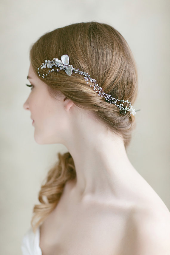 زفاف - Wedding Hair Vine, Bridal Hair Comb , Freshwater Pearl Headpiece ,Pearl Hairpiece, Bridal Hair Accessories
