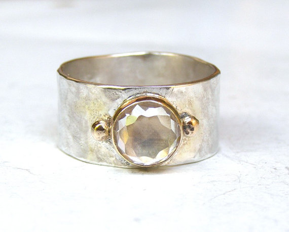 Hochzeit - Handmade Engagement Ring - Fine 14k gold ring silver ring White Topaz Gemstone Similar diamond ring MADE TO ORDER