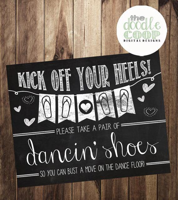 Свадьба - Kick Off Your Heels, Flip Flop Favors, Printable Wedding Reception Art- Instant Digital Download