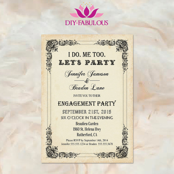 Hochzeit - Customized Engagement Invitation Printable Engagement Invitations Engagement Party Design E010V