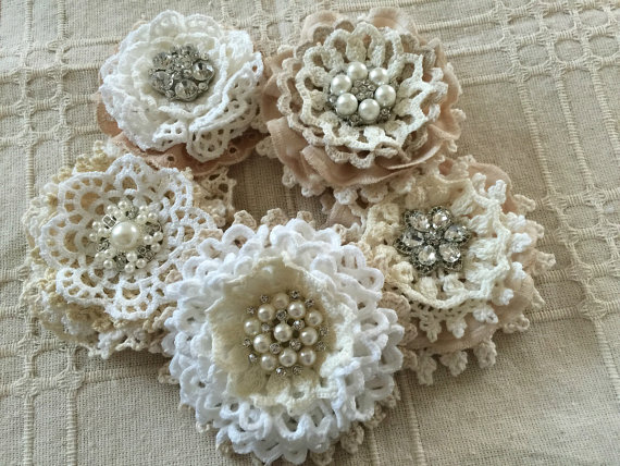 Wedding - handmade vintage lace shabby chic wedding flower