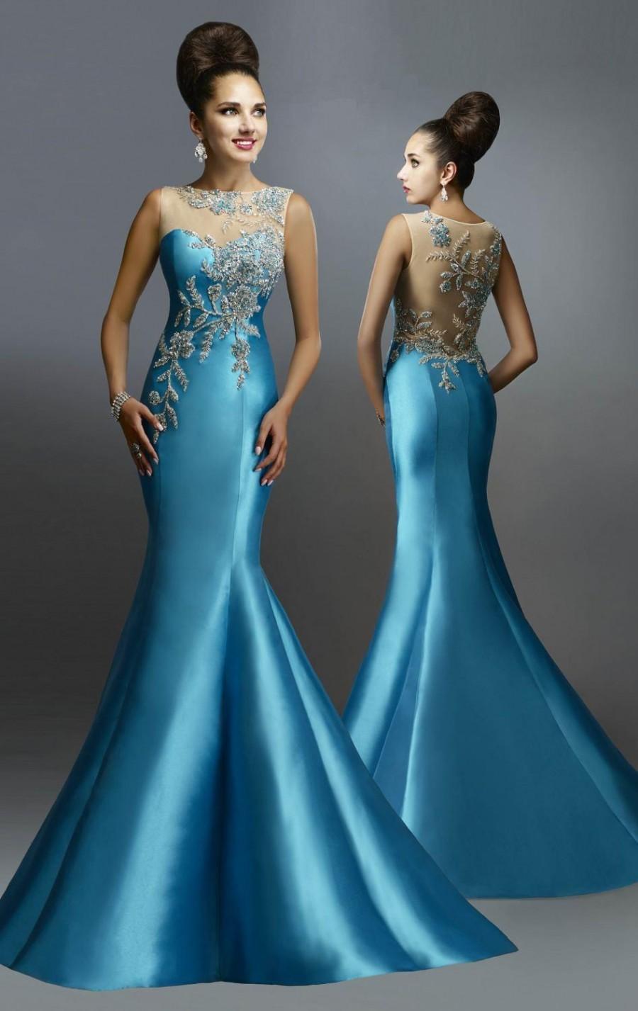 Свадьба - New Arrival 2015 Mermaid Evening Dresses With Beads Crystal Sheer Sexy Backless Pageant Gowns Party Formal Dresses Designer By Janique Online with $116.92/Piece on Hjklp88's Store 