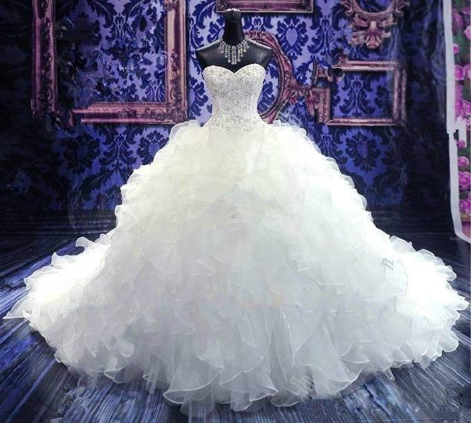 زفاف - 2014 Luxury Beaded Embroidery Bridal Gown Princess Gown Sweetheart Corset Organza Cathedral/Church Ball Gown Wedding Dresses Cheap Online with $163.36/Piece on Hjklp88's Store 