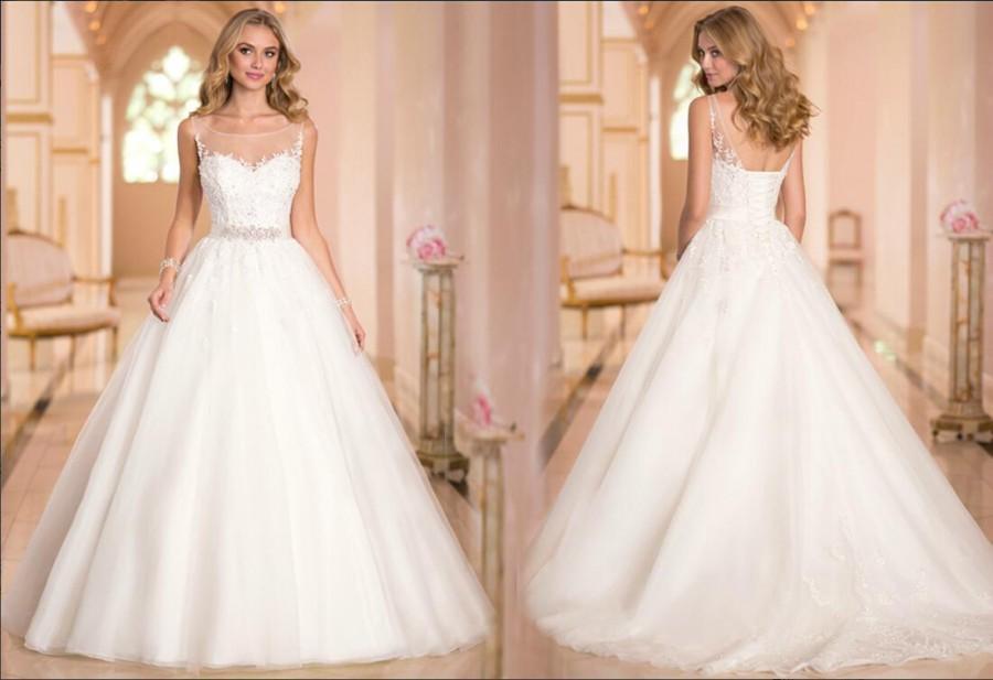 Свадьба - New Arrival Sheer Neckline Applique Beading A-Line Wedding Dresses Beaded Sash Bridal Gown Sexy Illusion Wedding Gowns Lace Up Hot Selling Online with $108.85/Piece on Hjklp88's Store 