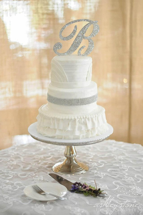 زفاف - Monogram Wedding Cake Topper Crystal Initial Any Letter A B C D E F G H I J K L M N O P Q R S T U V W X Y Z