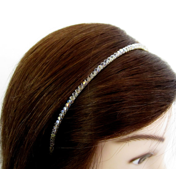 Свадьба - Crystal Bridal Headband. Aurora Borealis Headband. Sparkly Wedding Headband. ETTA