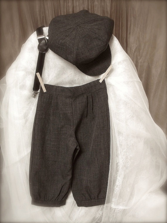 Wedding - Size 1-3yrs. or 4-6yrs color vintage charcoal grey , little boy knickers, listing for one knickers only